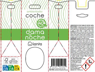 Ambientador coche Lanta 6ml dama de noche
