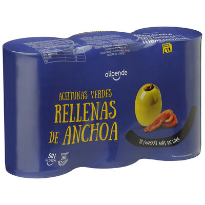 Aceitunas rellenas de anchoa Alipende 150g pack 3