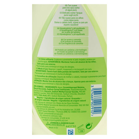 Champú infantil Johnson's 750ml camomila para un cabello brillante