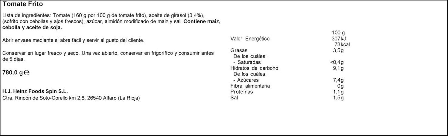 Tomate frito sin gluten abre fácil Orlando 780g