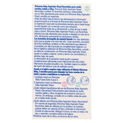 Aspirador nasal recambio baby Rhinomer 10 unidades