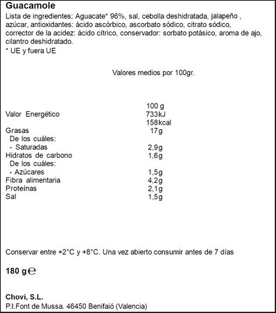 Guacamoles suave Salseo Chovi 180g