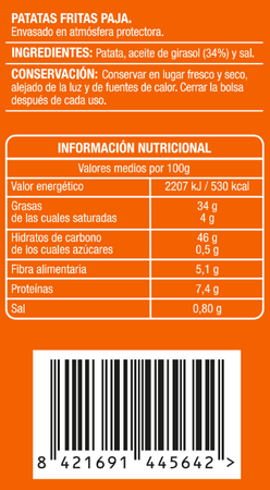 Patatas fritas Alipende 100g paja