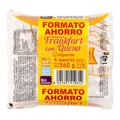 Salchicha frankfurt con queso Alipende 140g pack 4 uds