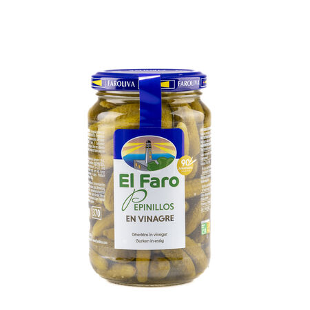 Pepinillos El Faro tarro de cristal 200g en vinagre
