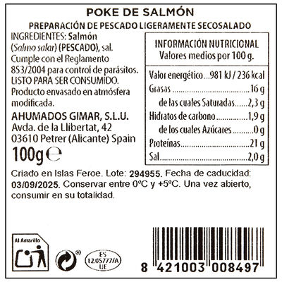 Poke de Salmón Gimar 100g