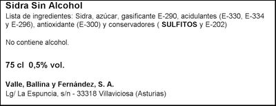 Sidra sin alcohol El Gaitero 75cl