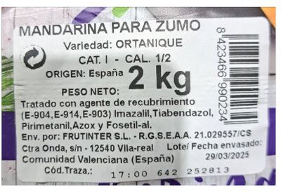 Mandarina o clementina malla 2kg
