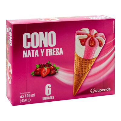 Helado cono Alipende 6 uds nata y fresa