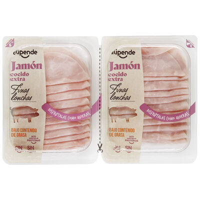 Jam&oacute;n cocido en lonchas Alipende pack 2x200gr