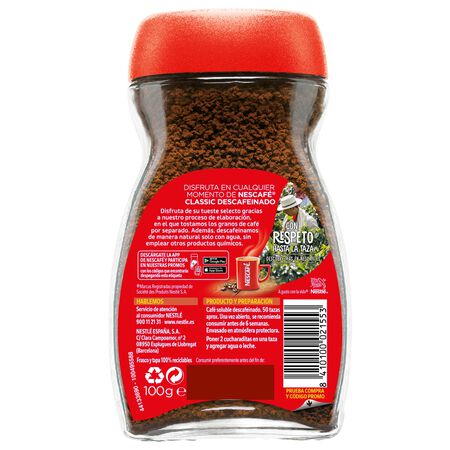 Café soluble descafeinado Nescafé 100g mezcla