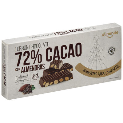 Turr&oacute;n de almendra y chocolate 72% Alipende 200g