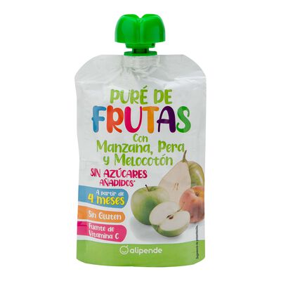 Pouch Alipende frutas manzana pera melocotón 120g