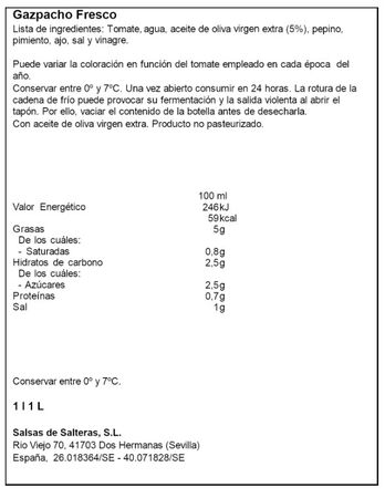 Gazpacho Garc&iacute;a Mill&aacute;n 1l Receta Andaluza