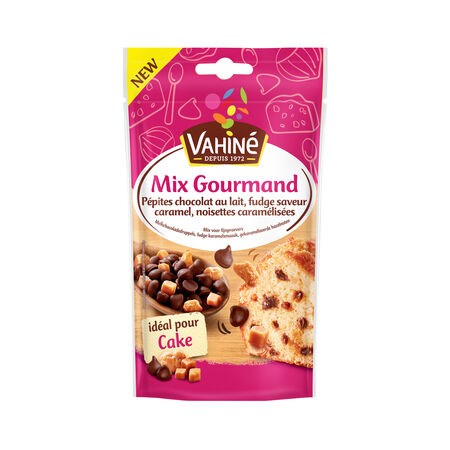Mix de pepitas de chocolate caramelo y avellanas Vahiné 100g