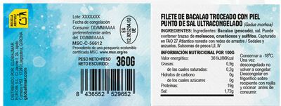 Bacalao en filete con piel 360gr