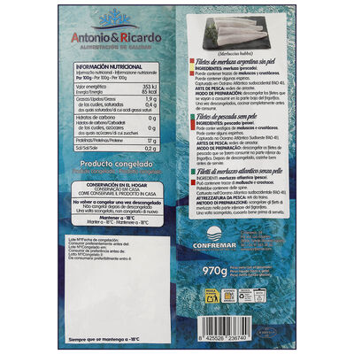 Filete merluza argentina sin piel A&R 970g