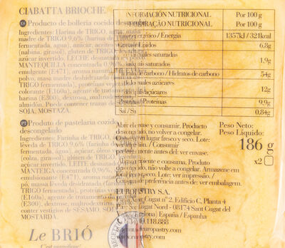 Pan ciabatta brioche Le Brio 186gr