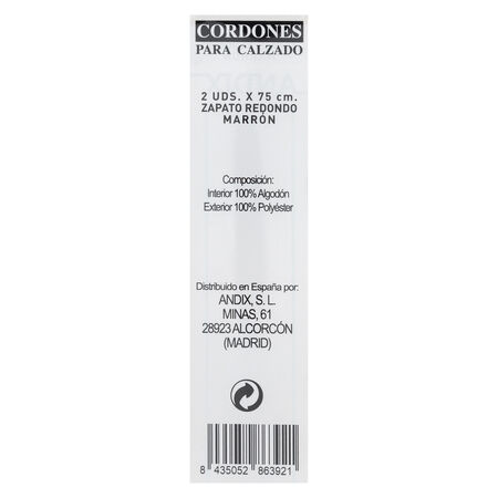 Cordón para zapato achuchonas 2x75cm marrón