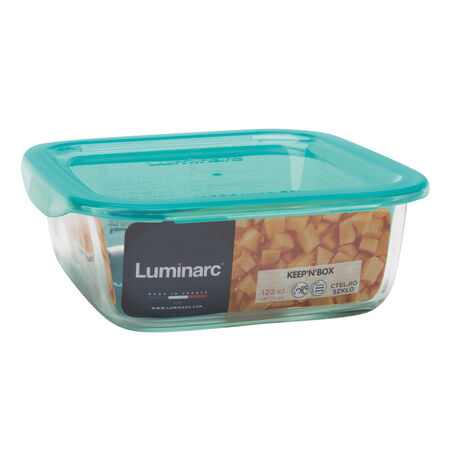 Recipiente Luminarc 122cl cuadrado con tapa verde