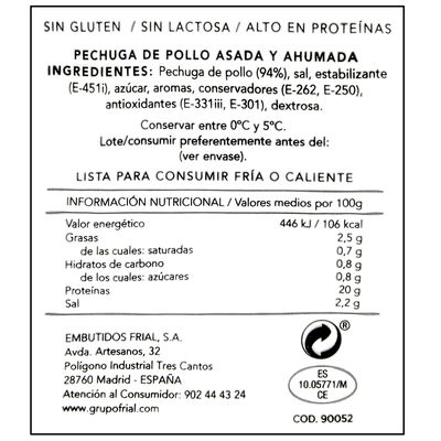 Pechuga de pollo Frial asada media o entera pieza 600g aproximadamente