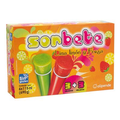 Helado sorbete Alipende lima fresa 6 uds