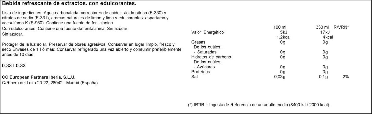 Refresco lima-limón Sprite lata 33cl zero