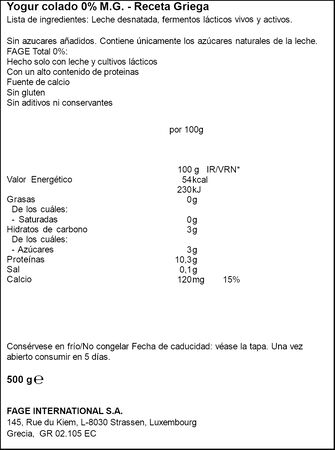 Yogur colado 0% M.G. Fage 500 gr