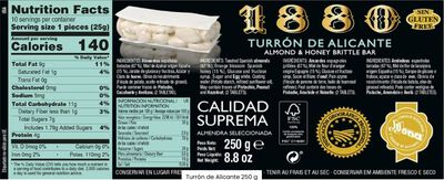 Turr&oacute;n de alicante 1880 250g