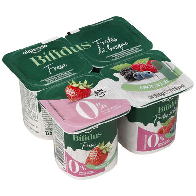 Bifidus 0% alipende con sabor a fresa y frutos del bosque pack 4