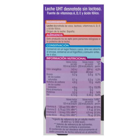 Leche sin lactosa Alipende 1l desnatada