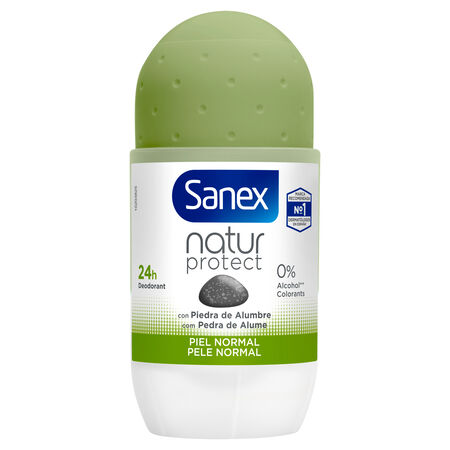 Desodorante roll-on Sanex Natur Protect piel normal 24h con piedra de alumbre 50ml