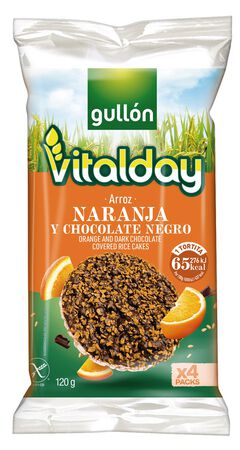 Tortitas arroz choco negro y naranja Vitalday 120g