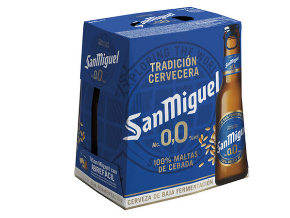 Cerveza sin alcohol San Miguel 0,0% pack 6 botellas 25cl
