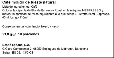 Caf&eacute; Blonde Espresso Roast Intensidad 6 Starbucks Nespresso&nbsp; 10 C&aacute;psulas