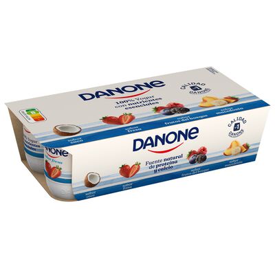 Yogur Danone pack 8 fresa coco macedonia frutos bosque