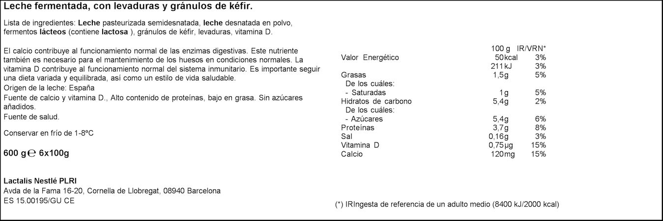 Kéfir Nestlé pack 6 natural