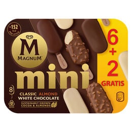 Helado Magnum mini 6+2 uds clasico-alemdrado-blanco 8 ud