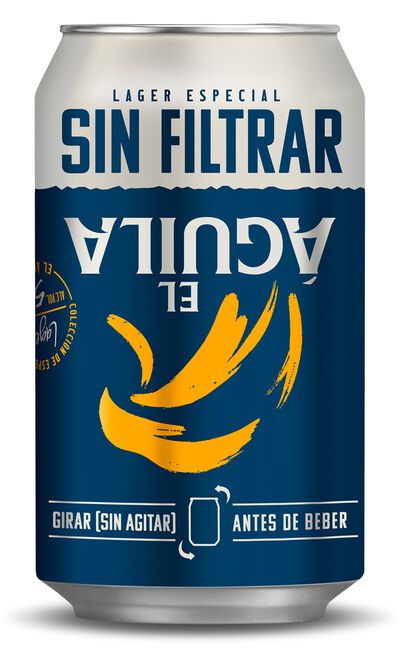 Cerveza rubia especial El Águila Sin filtrar lata 33cl