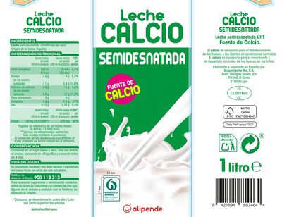 Leche Alipende calcio 1l semidesnatada