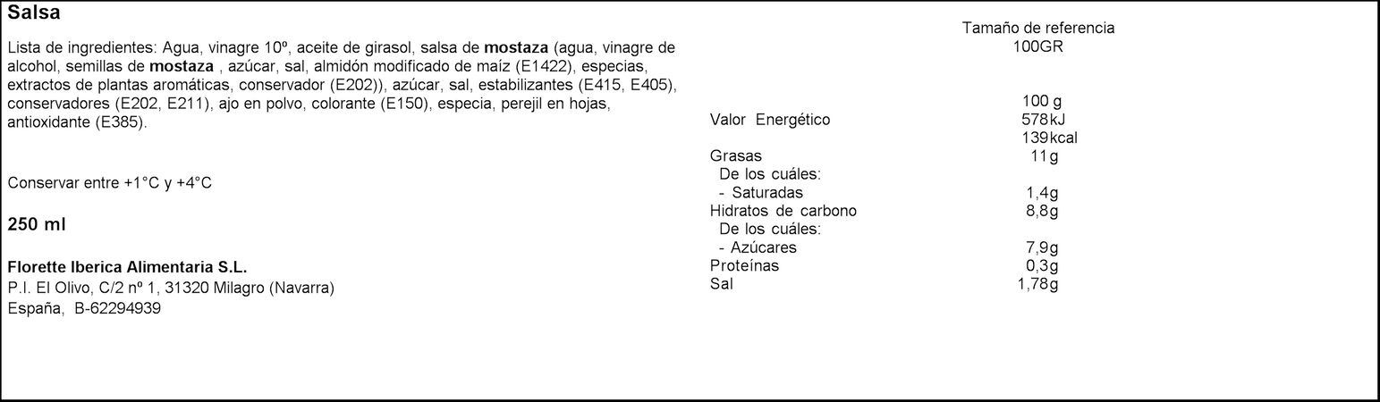 Salsa Florette 250ml vinagreta