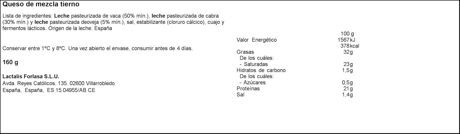 Queso tierno en lonchas El Ventero 160g