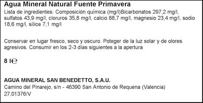 Agua Fuente Primavera 8l