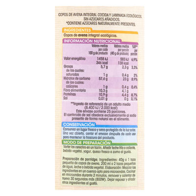 Copos de avena integral suaves ecol&oacute;gicos Alipende 1kg