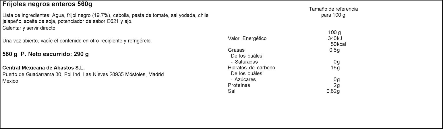 Frijoles negros enteros La costeña 560g