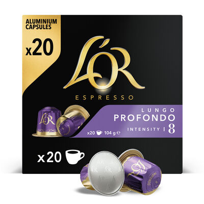 Café espresso lungo profondo intensidad 8 L´or 20 cápsulas