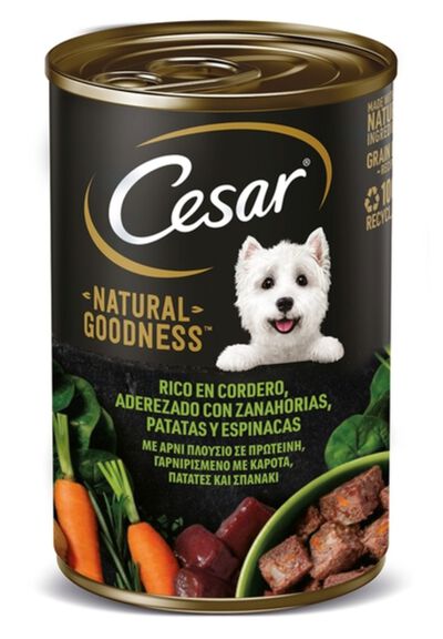 Alimento H&uacute;medo para perro C&eacute;sar Cordero 400g