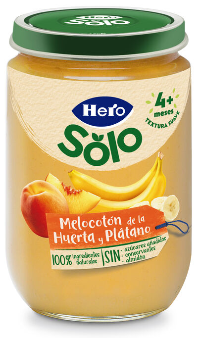 Alimento Infantil Hero Solo Tarro 190gr Melocot&oacute;n Y Pl&aacute;tano (Desde +4 Meses)