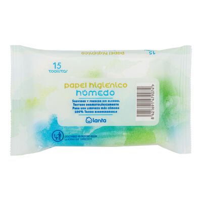 Papel higi&eacute;nico h&uacute;medo Lanta 15 uds