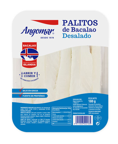Bacalao palitos desalado Angomar 180g